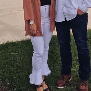 white flare jeans